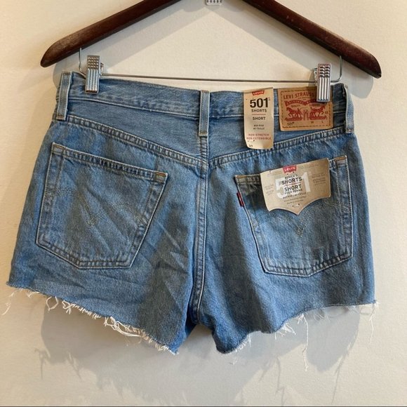 LEVI’S 501  Sz 27 Button Fly Raw Hem 100% Cotton Shorts NWT - Picture 12 of 13